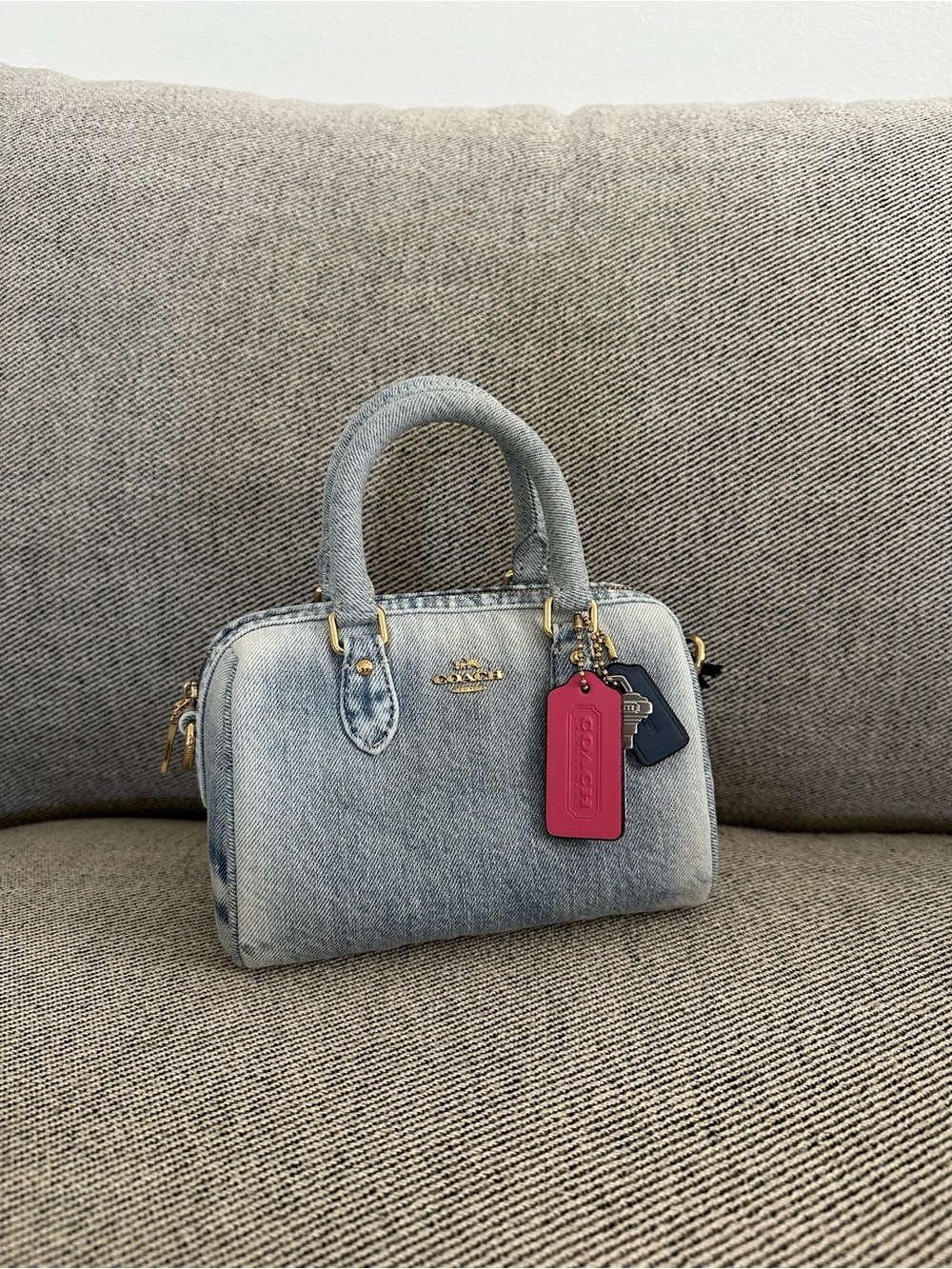 NWT Coach Mini Rowan Crossbody Bag Loved Denim CDY30 IM/ Light Indigo